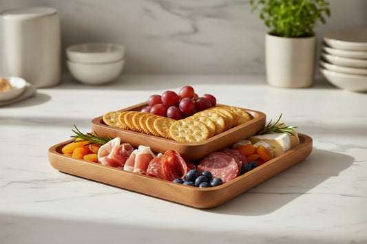 Tapas Living Square Acacia Serving Plate Set