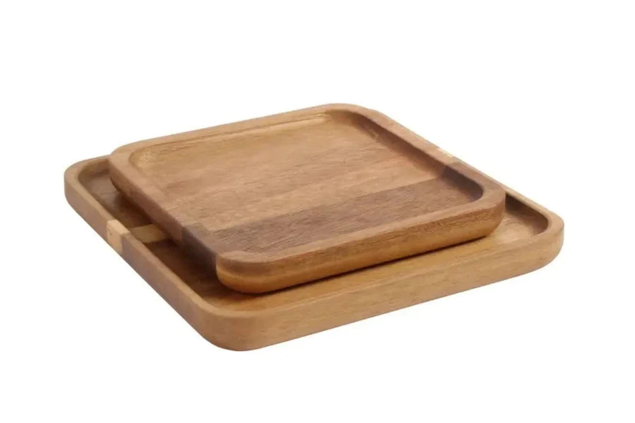 Tapas Living Square Acacia Serving Plate Set