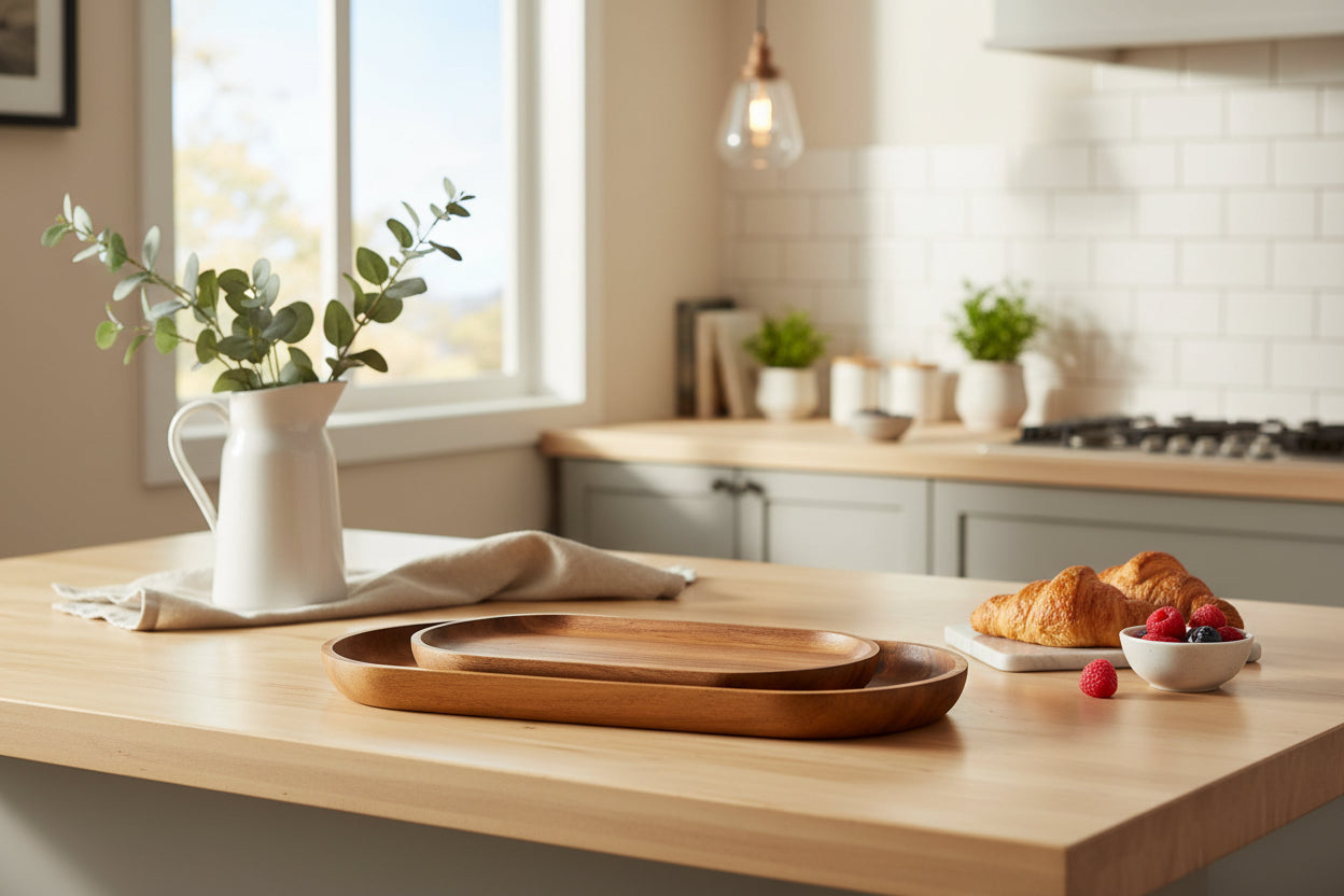 Tapas Living Oblong/Oval Acacia Serving Plate Set