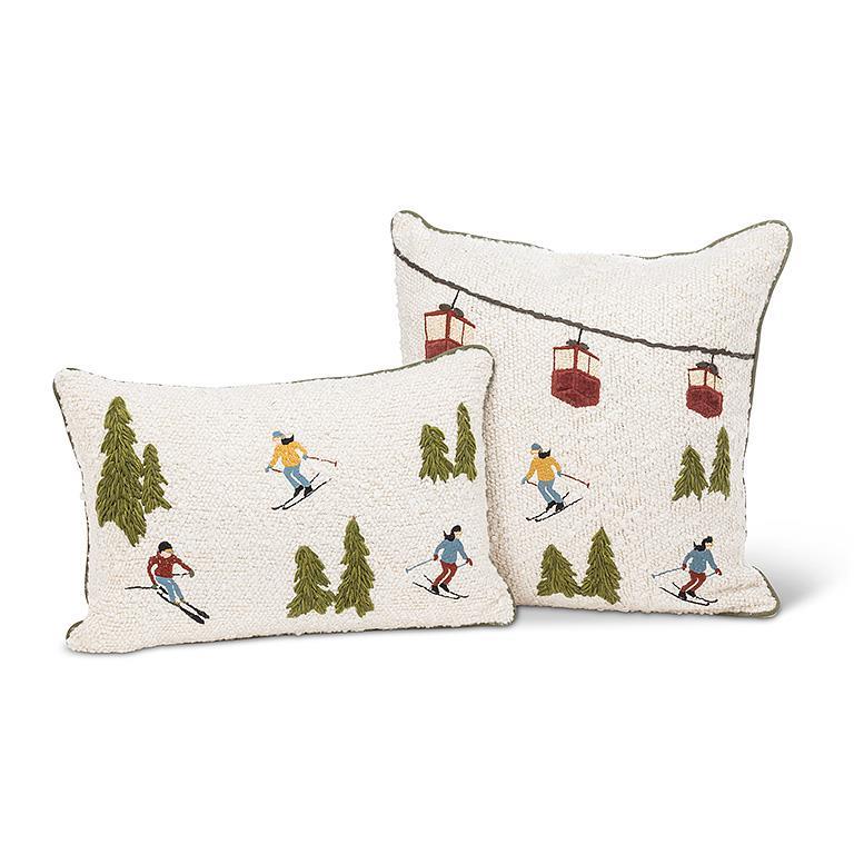 Rectangle Ski Scene Boucle Pillow