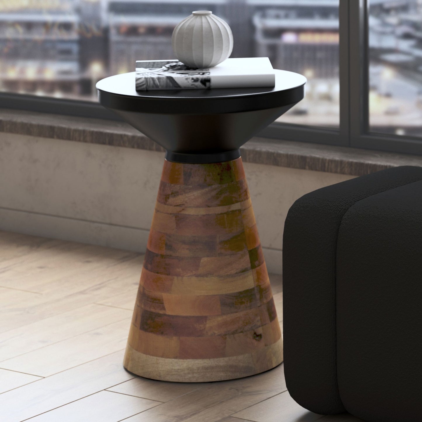 Boden Accent Table - Black/Walnut 16.5 x 21.5