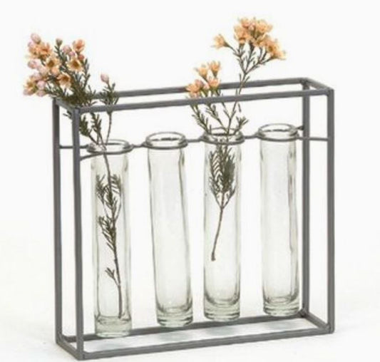 Metal Frame w/ 4 Tube Vases