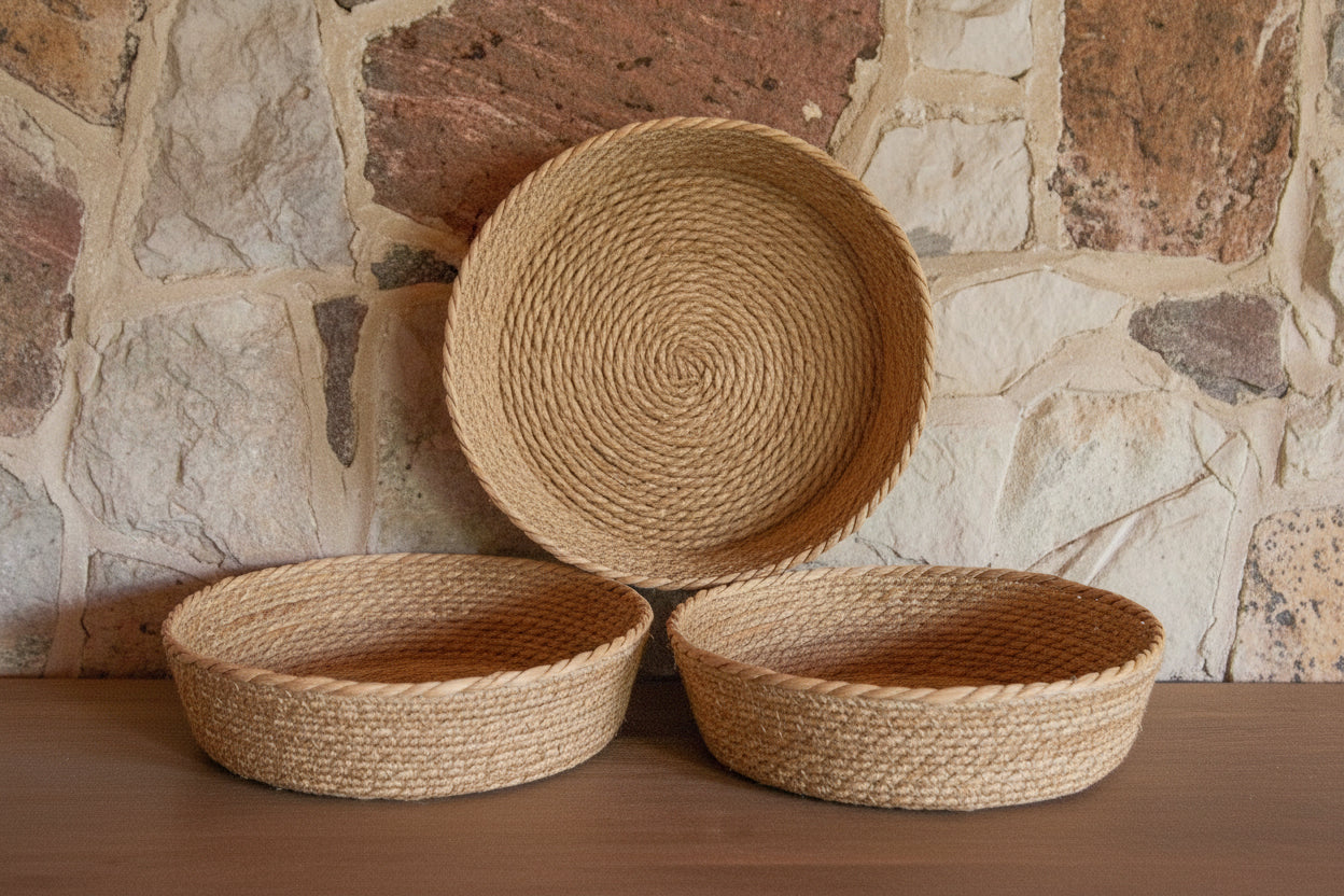 ROUND SEAGRASS BASKETS - set of 3