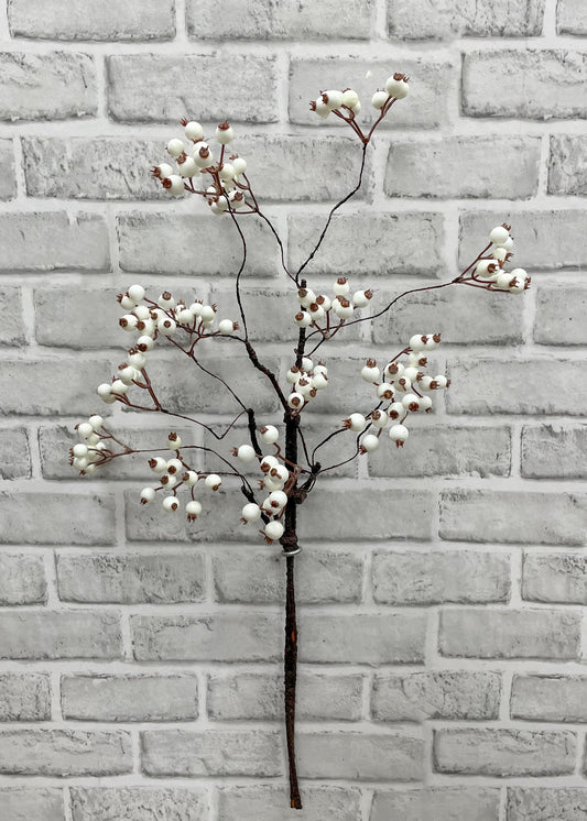 26" WHITE WEATHER RESISTENT BERRIES SPRAY