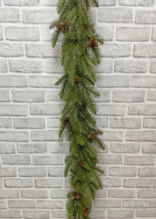 120" FRESH TOUCH BALSAM FIR GARLAND WITH NATURAL PINE CONES