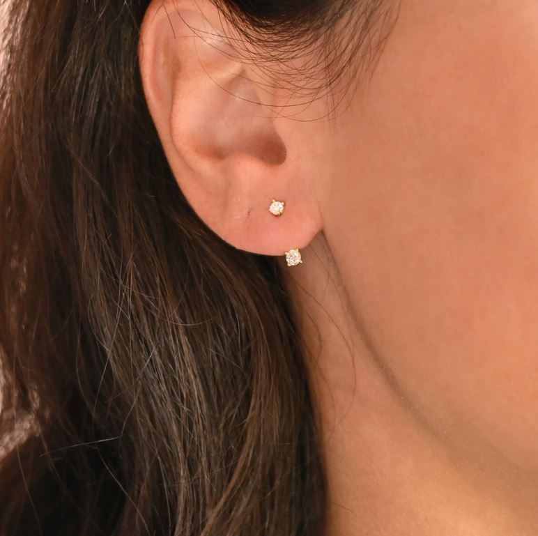 Sterling Silver Front Back Circle Ear Jacket - Cz Earrings Gold Plated