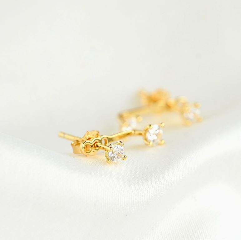 Sterling Silver Front Back Circle Ear Jacket - Cz Earrings Gold Plated