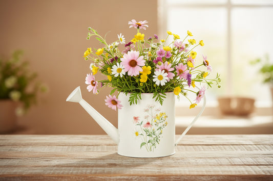 WATERING CAN WITH FLORAL EMBOSS DESIGN