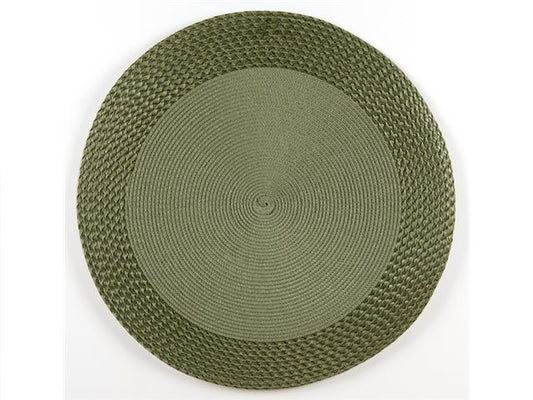 VINYL ROUND PLACEMAT WITH BORDER GREEN SET OF 4