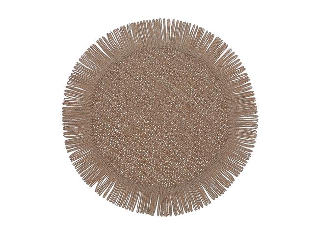 WOVEN ROUND PLACEMAT WITH FRINGES SET OF 4 15 X 15 X 0.08