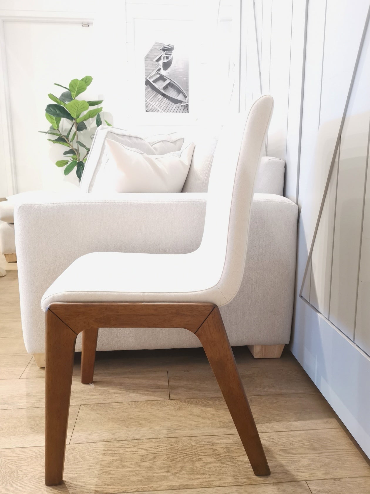 Dining Chairs Wood and Cream Seating #79