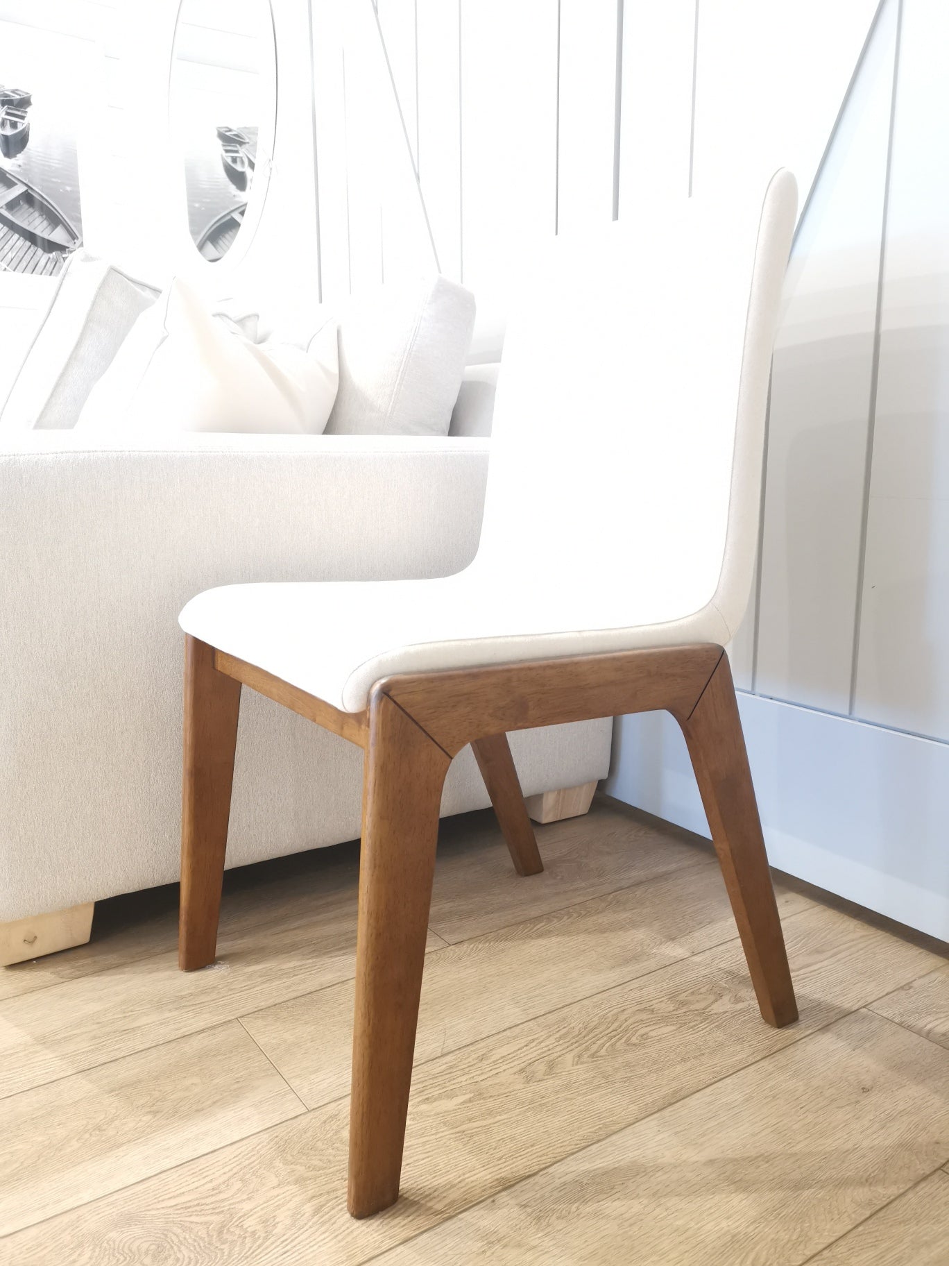 Dining Chairs Wood and Cream Seating #79