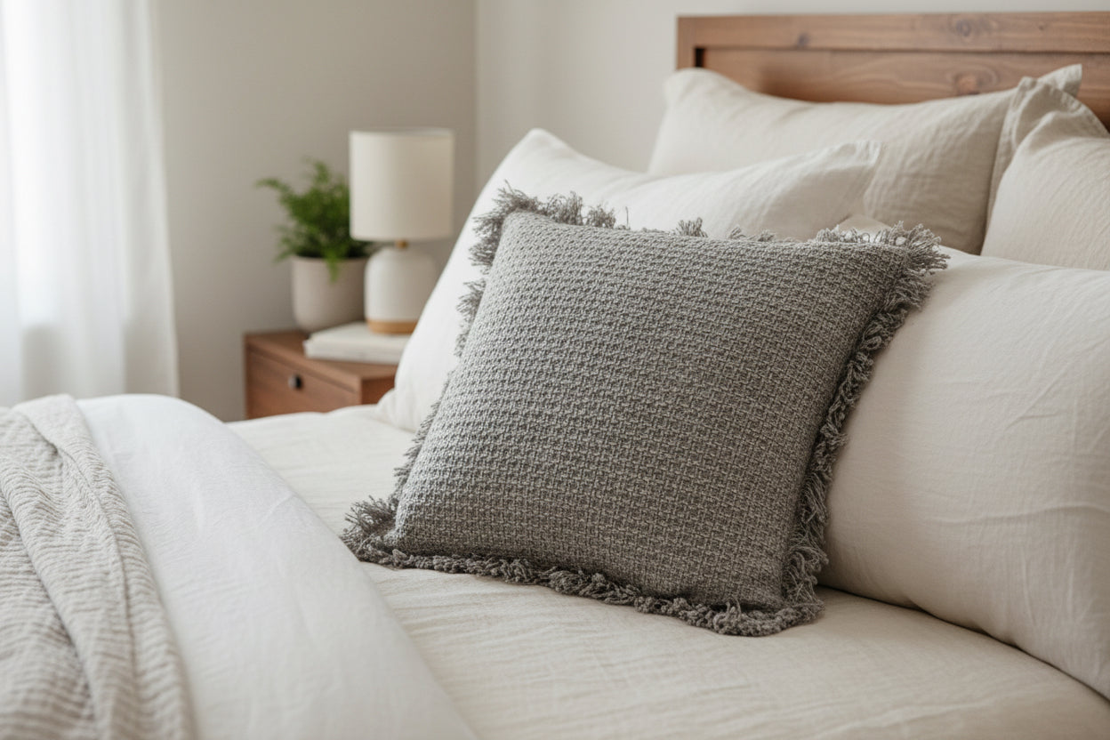 Cotton Cushion Cover, Grey 18" X 18"