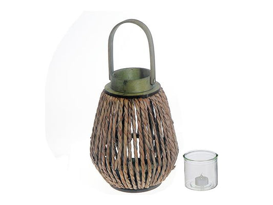 Rope-Wrapped Seagrass Lantern with Handle