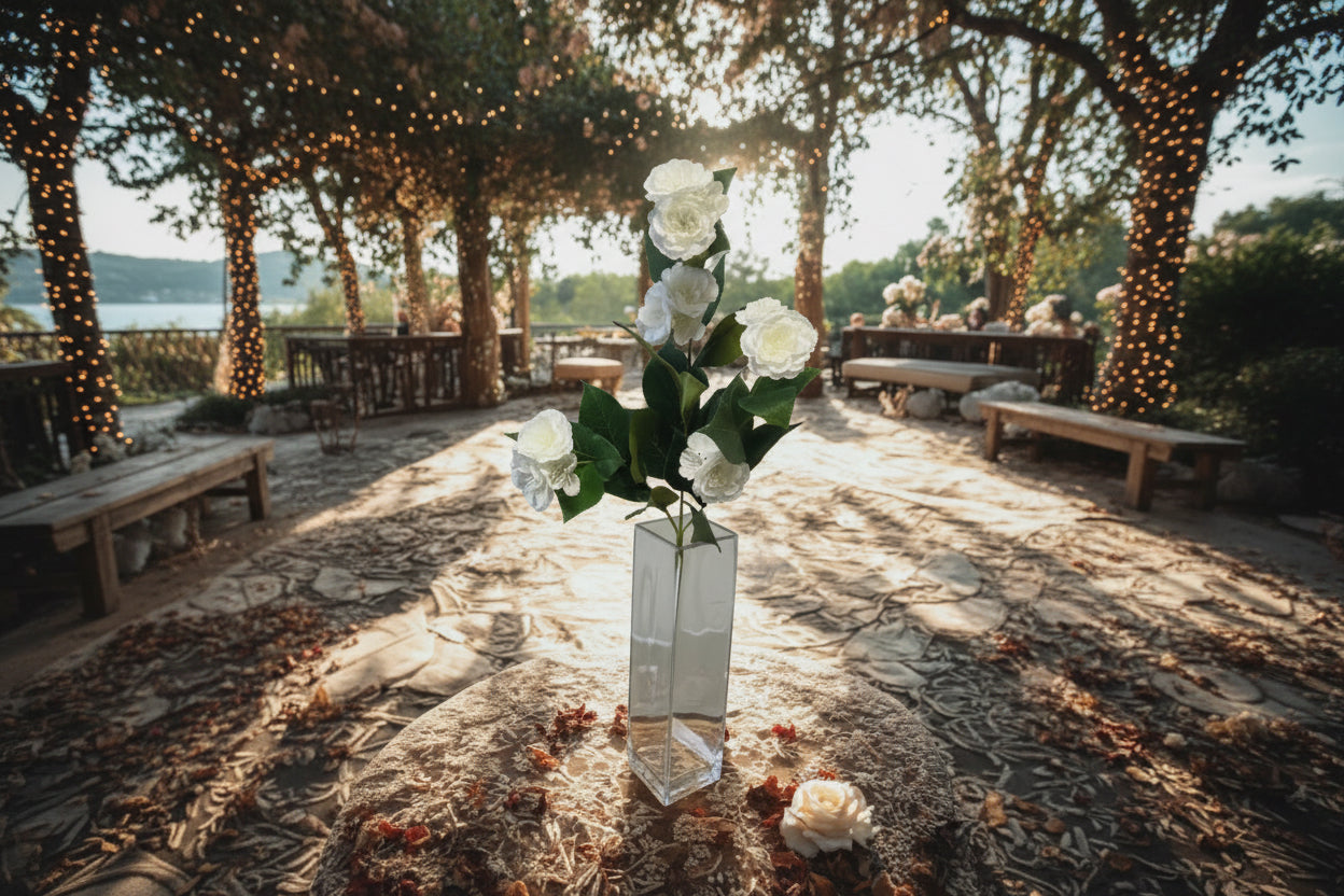 Plum Blossom Spray 25" - White