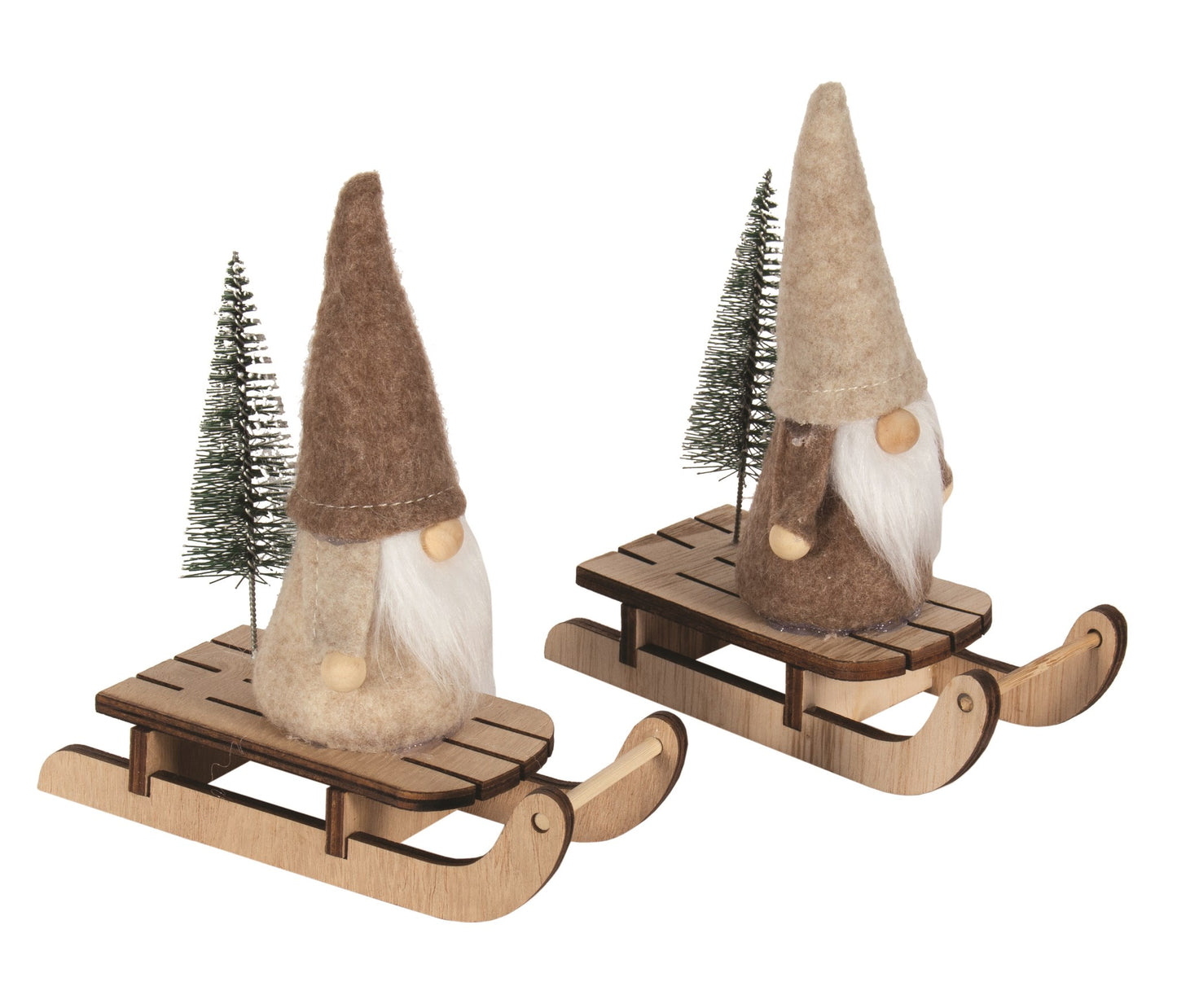 Gnomes on Wood Sleigh Ornament