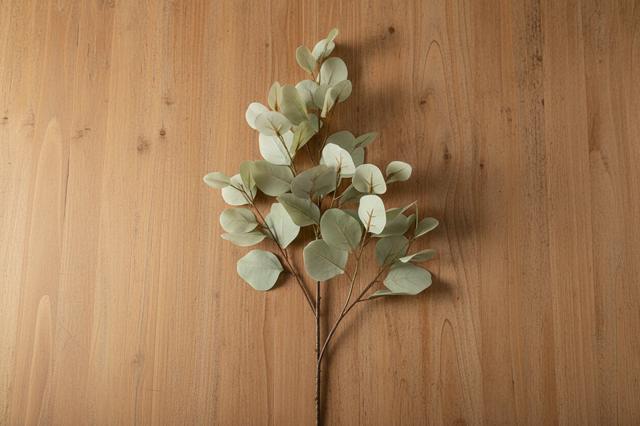 Bleached Silver Dollar Eucalyptus 34" Spray - Light Green