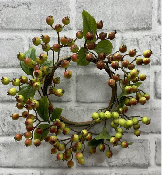 9" Green Fall Berry Candle Ring