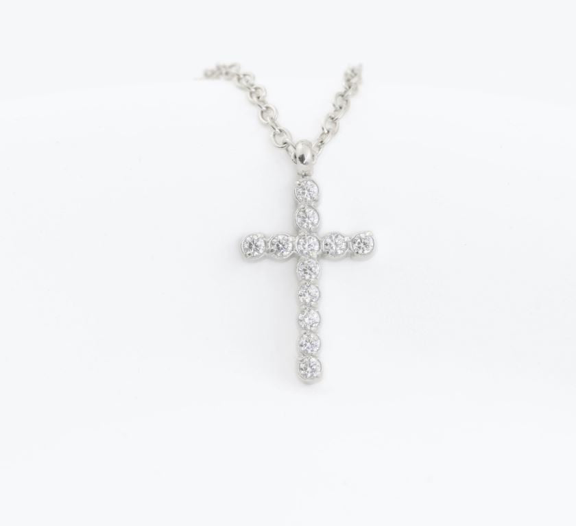 Dainty Cross Necklace - Stainless Steel Small Cross Pendant Silver