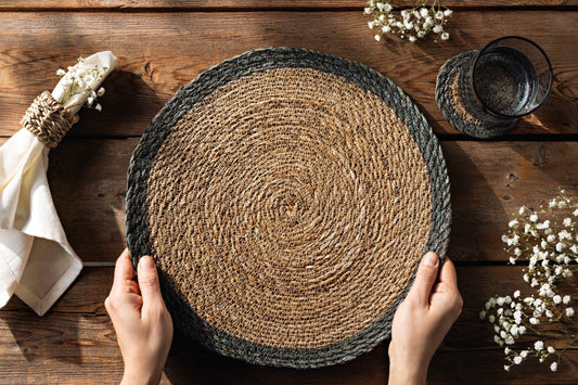 Blue Border Seagrass Placemat - set of 4