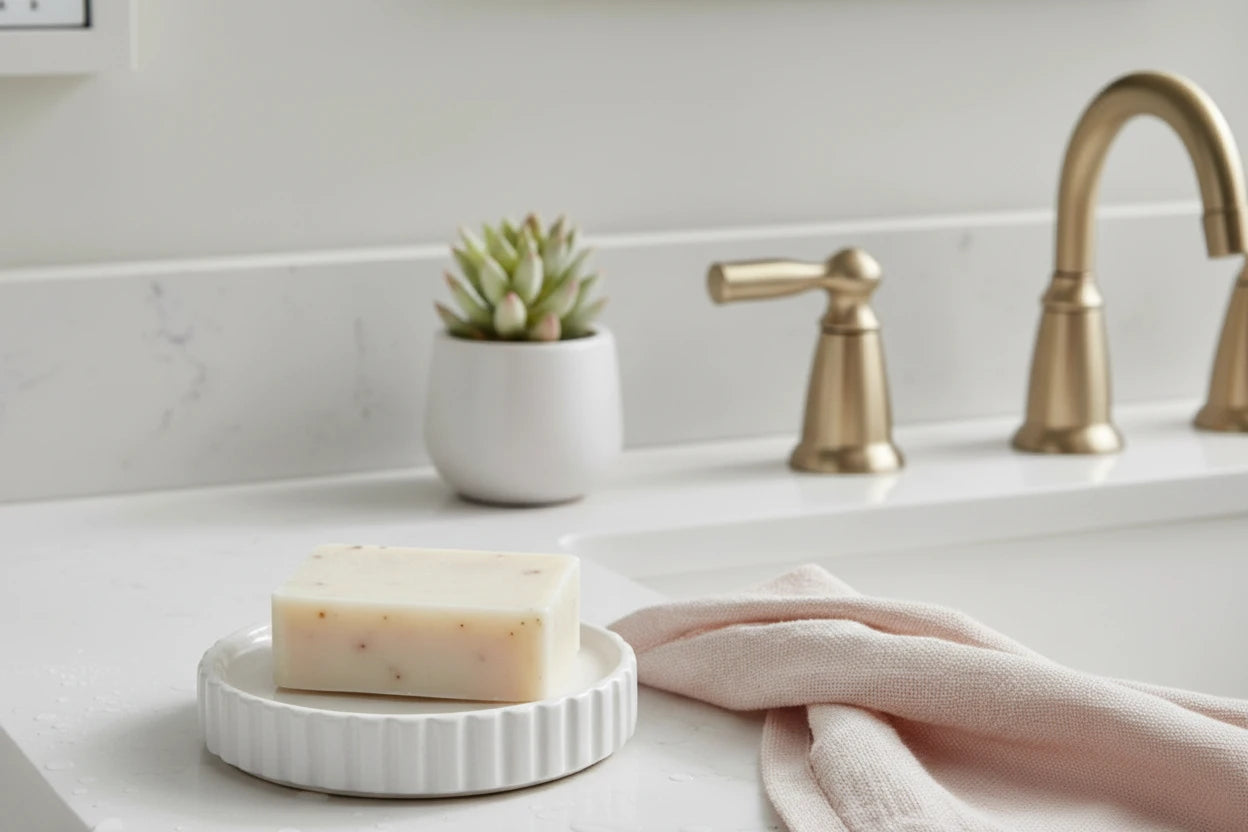 Eleanor White Marble Round Soap Dish Scalloped