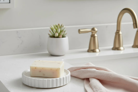 Eleanor White Marble Round Soap Dish Scalloped