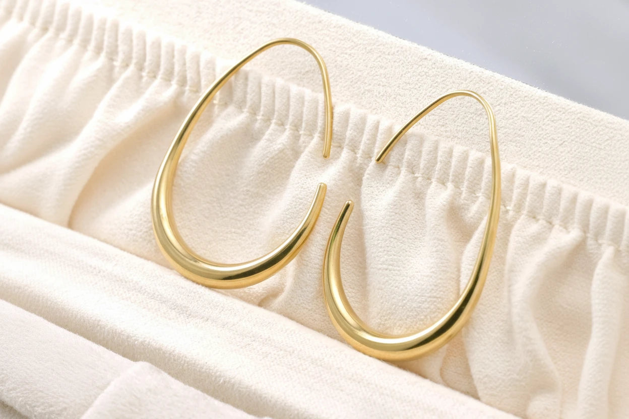 Tear Drop Earrings - Stainless Steel Pear Hoop Earrings