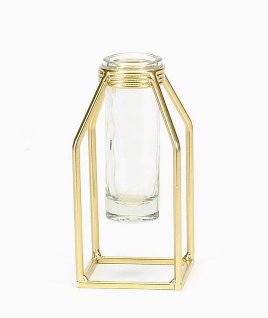 Gold Iron Stand w/ Tube Glass