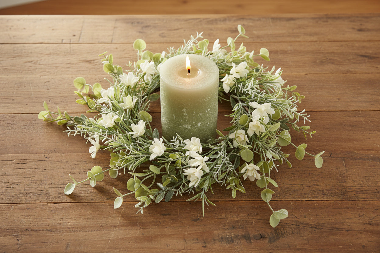 Rustic Outdoor 4.5" Decorative Candle Ring Wreath