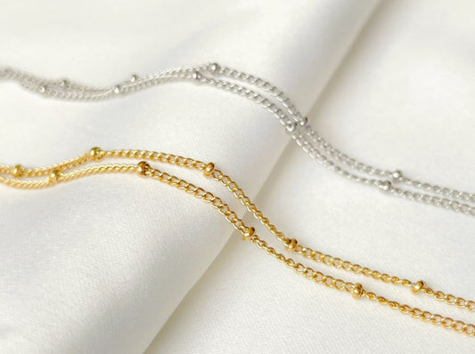 Layered Satellite Bracelet - Beaded Chain Bracelet