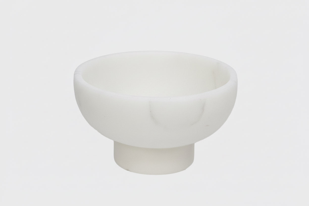 Lena White Marble Round Soap Dish with Base