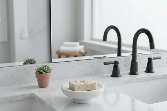 Lena White Marble Round Soap Dish with Base