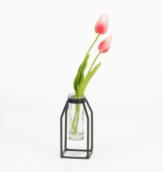 Black Iron Stand W/Tube Glass
