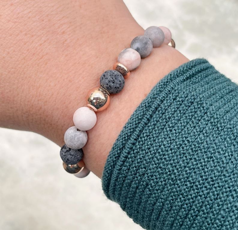 Pink Zebra Stone Bracelet - Rhodanite Bracelet For Women