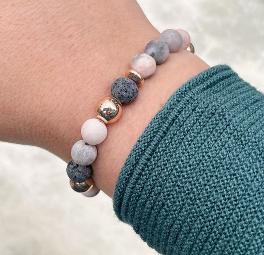 Pink Zebra Stone Bracelet - Rhodanite Bracelet For Women