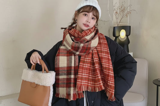 Plaid Print Blanket Scarf