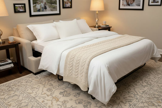 Martha Queen Sofa Bed In fabric Beach Alabaster 84 x 40 x 33