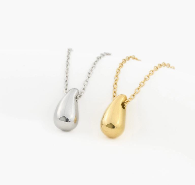 Tear Drop Pendant Necklace - Dainty Droplet Necklace