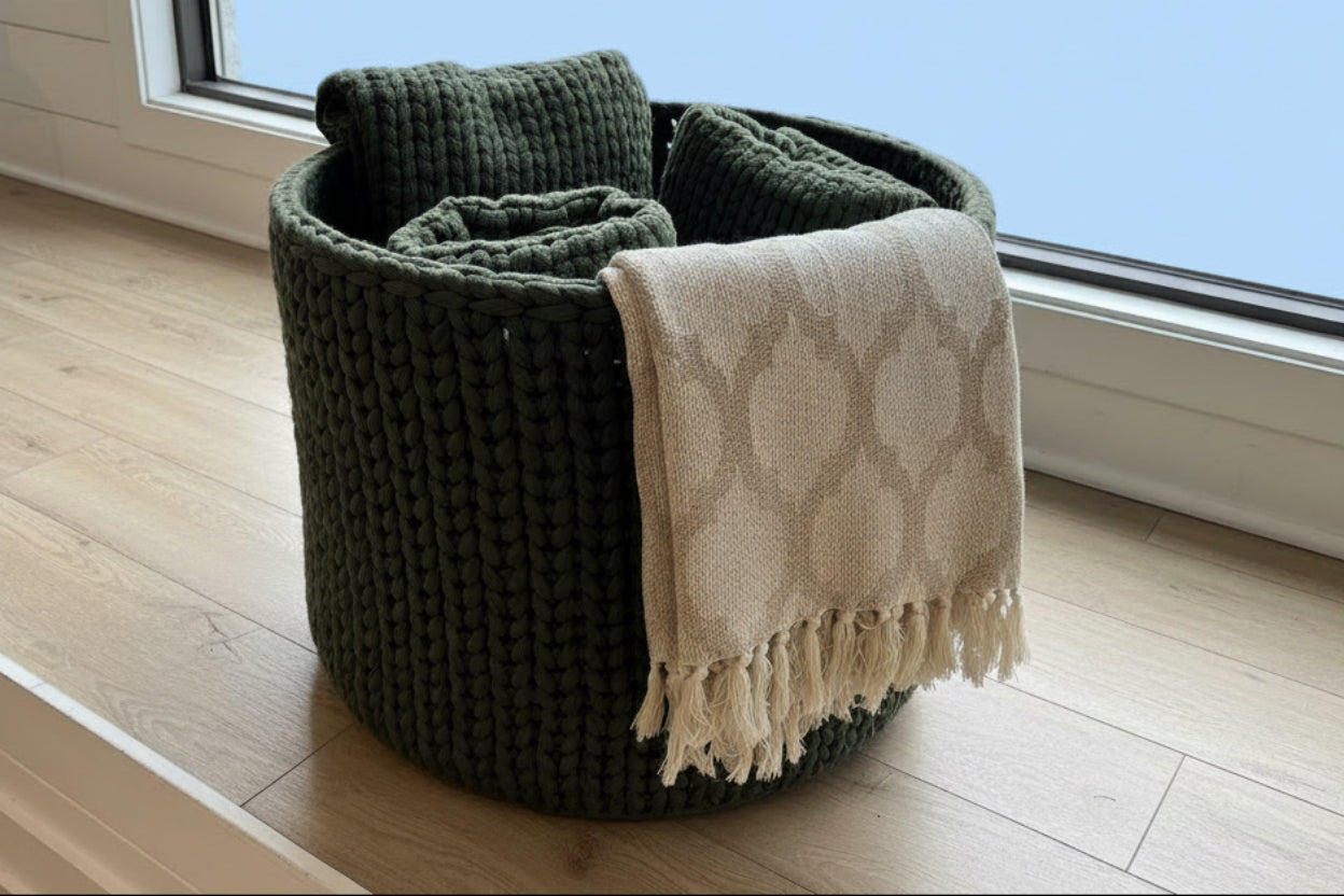 Braided Cotton Throw with Fringe 50"X60"