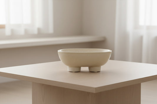 Tyren Cream Glazed Decorative Ceramic Bowl