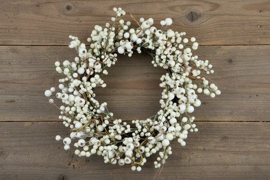 24" Wreath - Cream/White Berry